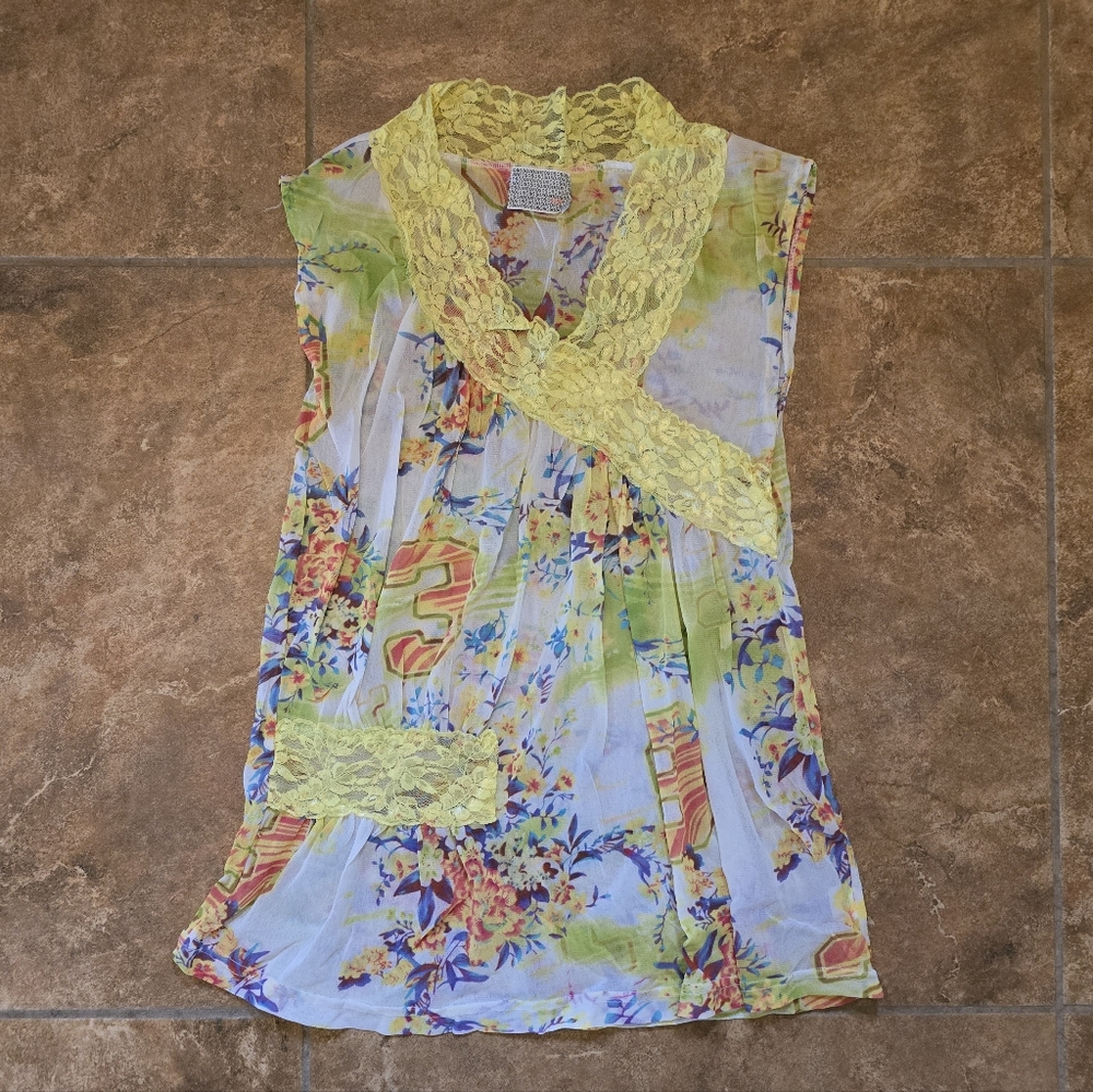 Multicolored SOSO Laced 3|8 Blouse